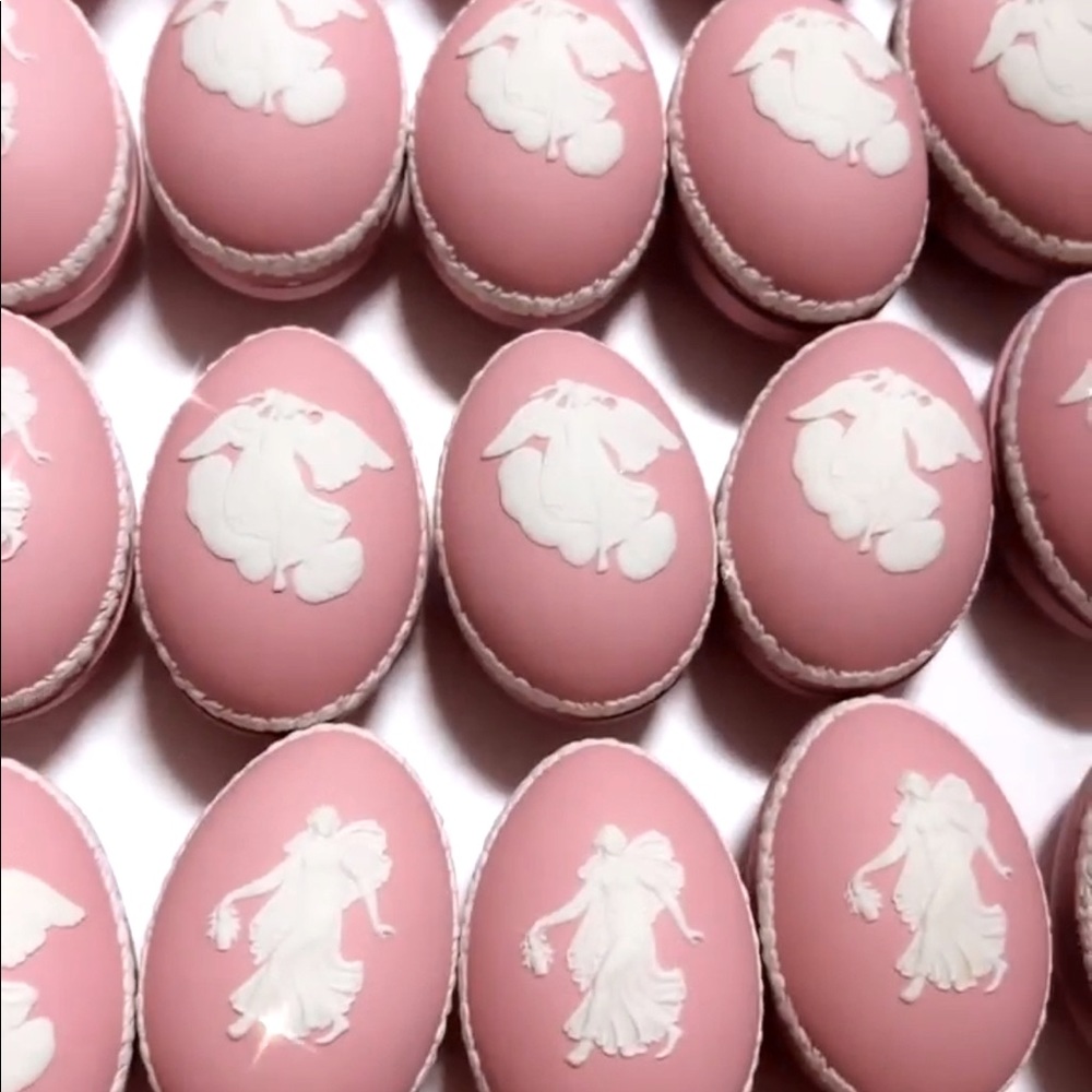 Wedgwood Pink Jasperware Eggs Dancing Hours or zephyrs.